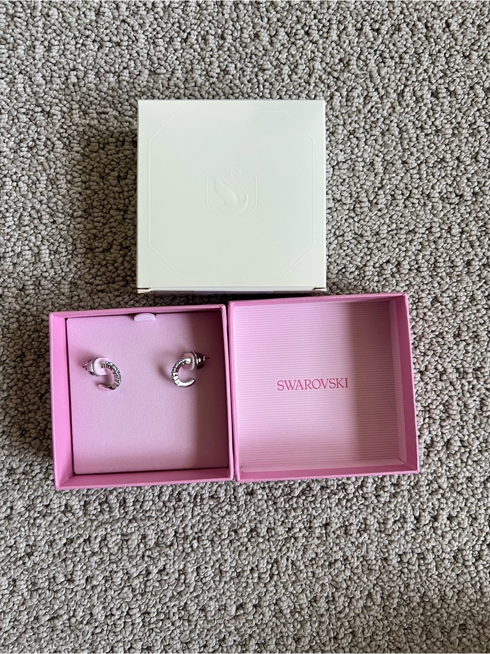 Swarovski Silver Crystal Mini Hoop Earrings